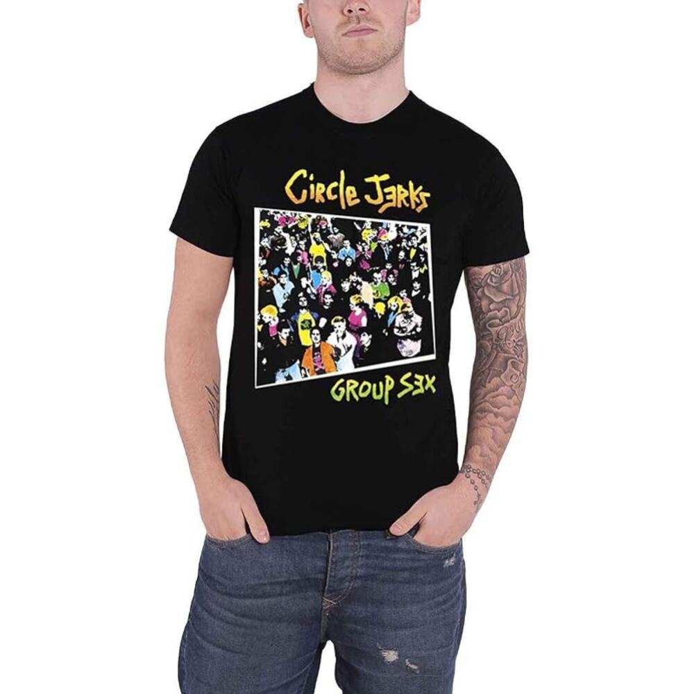 Vintage GILDAN Black Circle Jerks Band Group Sex Album Graphic T-Shirt MEDIUM